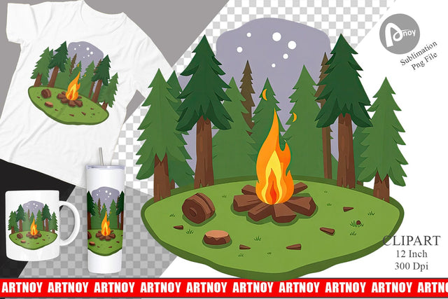 Forest Campfire Clipart Sublimation artnoy 