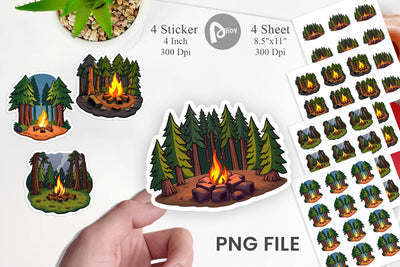 Forest Campfire Sticker Sublimation artnoy 