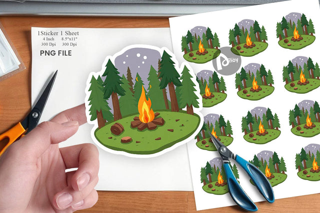 Forest Campfire Sticker Sublimation artnoy 