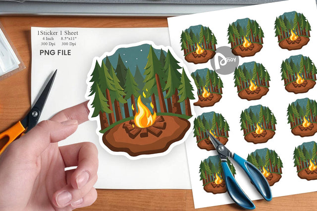 Forest Campfire Sticker Sublimation artnoy 