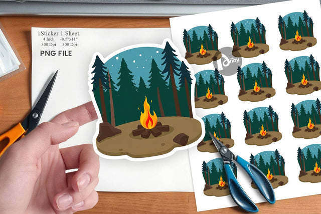 Forest Campfire Sticker Sublimation artnoy 