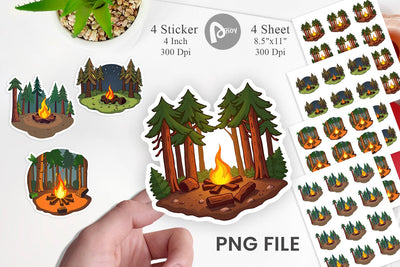 Forest Campfire Sticker Sublimation artnoy 