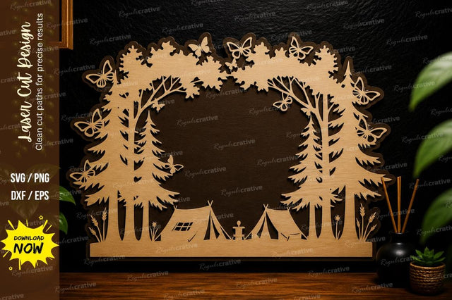 Forest Camping Frame laser cut svg File SVG Regulrcrative 
