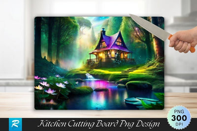 Forest Cottage Background Cutting Board Sublimation Regulrcrative 