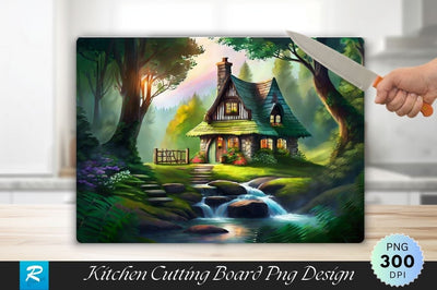 Forest Cottage Background Cutting Board Sublimation Regulrcrative 