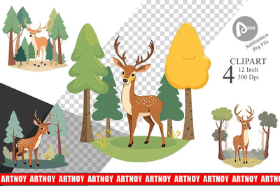 Forest Deer Clipart Sublimation artnoy 