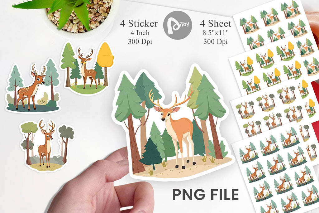 Forest Deer Sticker - So Fontsy