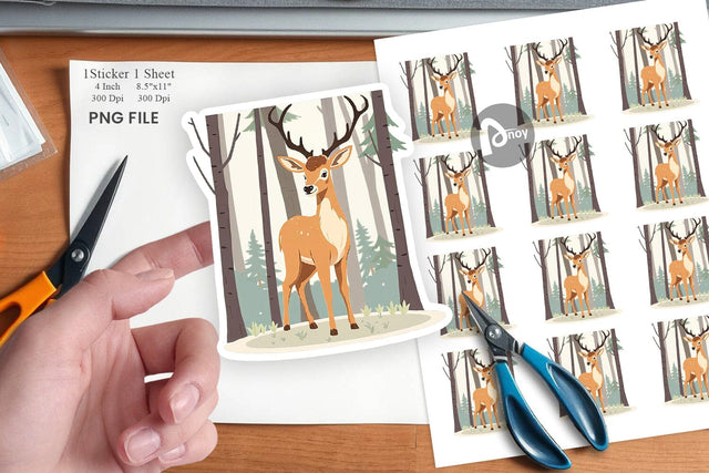Forest Deer Sticker Sublimation artnoy 