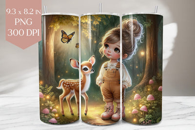 Forest Deer Tumbler PNG, 20oz Sublimation Wrap Sublimation BijouBay 