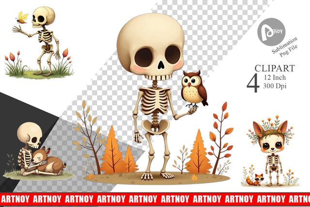 Forest Familiar Skeletons Clipart Sublimation artnoy 