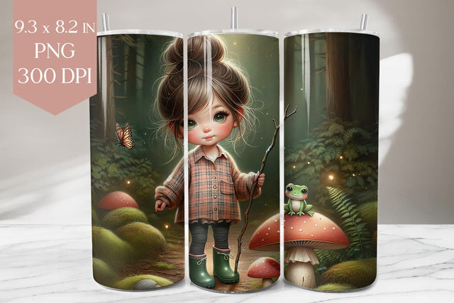 Forest Girl & Frog Tumbler PNG Sublimation BijouBay 
