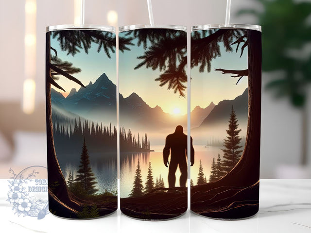 Forest Jungle Bigfoot 20oz Skinny Tumbler, Bigfoot Tumbler Png, Straight & Tapered Tumbler Wrap, Instant Digital Download Sublimation ToriDesigns 