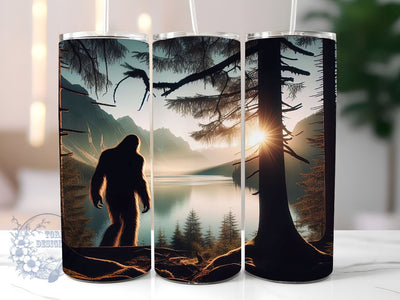 Forest Jungle Bigfoot 20oz Skinny Tumbler, Bigfoot Tumbler Png, Straight & Tapered Tumbler Wrap, Instant Digital Download Sublimation ToriDesigns 