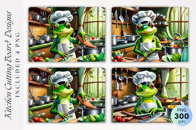 Forest kitchen frog cooks Cutting Board PNG Design Sublimation Regulrcrative 