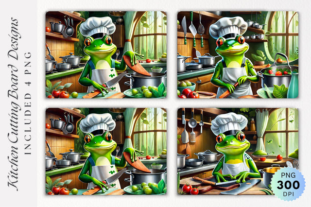 Forest kitchen frog cooks Cutting Board PNG Design Sublimation Regulrcrative 