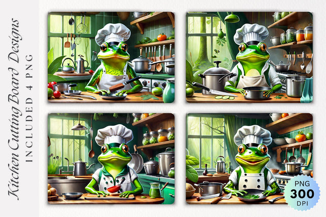 Forest kitchen frog cooks Cutting Board PNG Design Sublimation Regulrcrative 