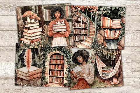Forest Library Junk Journal Kit | Book Lover Ephemera SVG GlamArtZhanna 