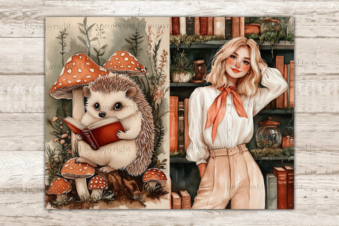 Forest Library Junk Journal Pages | Book Lover Papers SVG GlamArtZhanna 
