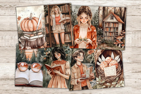 Forest Library Junk Journal Pages | Book Lover Papers SVG GlamArtZhanna 