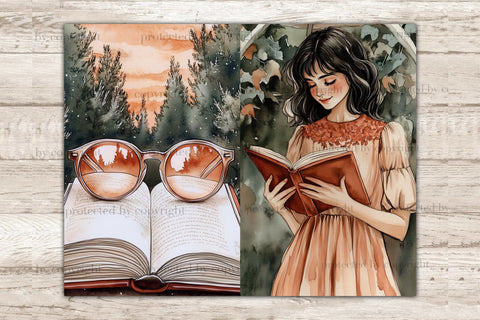 Forest Library Junk Journal Pages | Book Lover Papers SVG GlamArtZhanna 