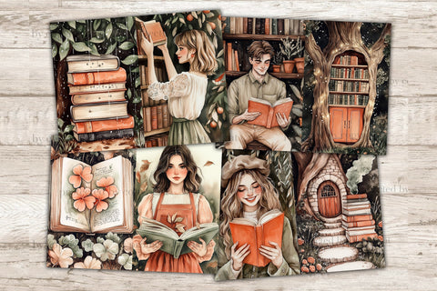 Forest Library Junk Journal Pages | Book Lover Papers SVG GlamArtZhanna 