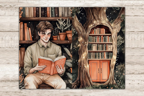 Forest Library Junk Journal Pages | Book Lover Papers SVG GlamArtZhanna 