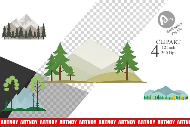 Forest Mountain Clipart Sublimation artnoy 
