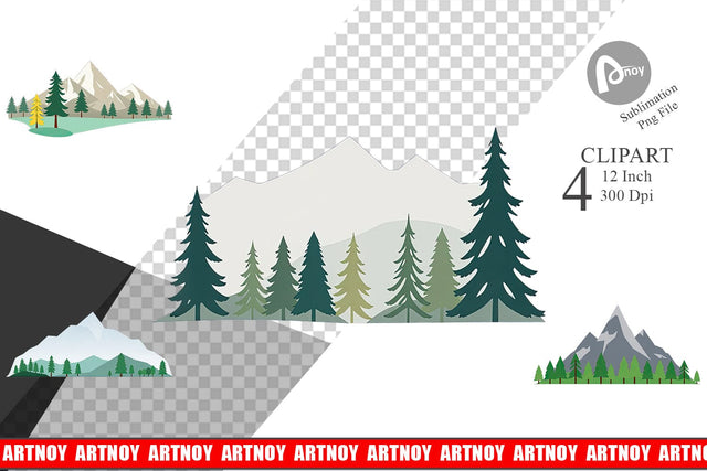 Forest Mountain Clipart Sublimation artnoy 
