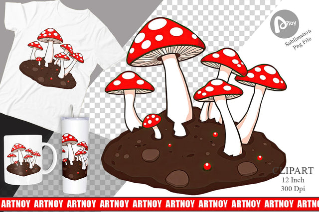Forest Mushrooms Clipart Sublimation artnoy 