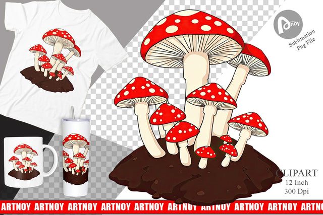 Forest Mushrooms Clipart Sublimation artnoy 