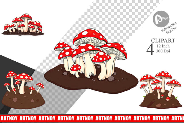 Forest Mushrooms Clipart Sublimation artnoy 