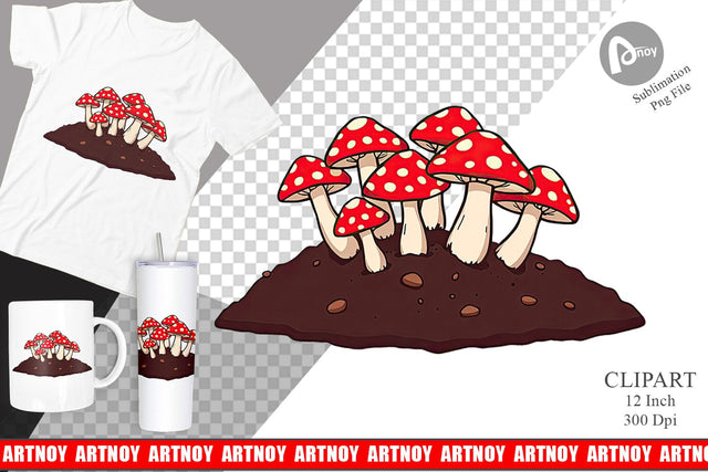 Forest Mushrooms Clipart Sublimation artnoy 