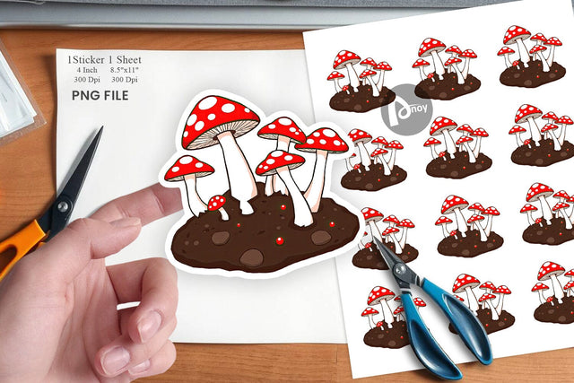 Forest Mushrooms Sticker Sublimation artnoy 