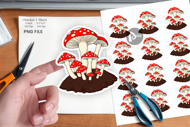Forest Mushrooms Sticker Sublimation artnoy 