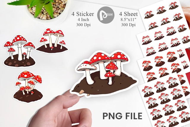 Forest Mushrooms Sticker Sublimation artnoy 