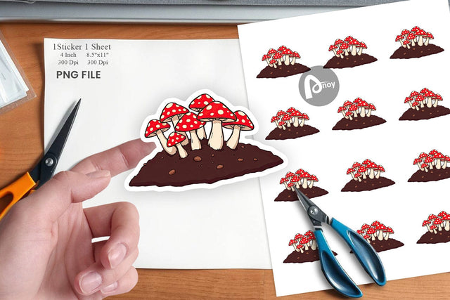 Forest Mushrooms Sticker Sublimation artnoy 