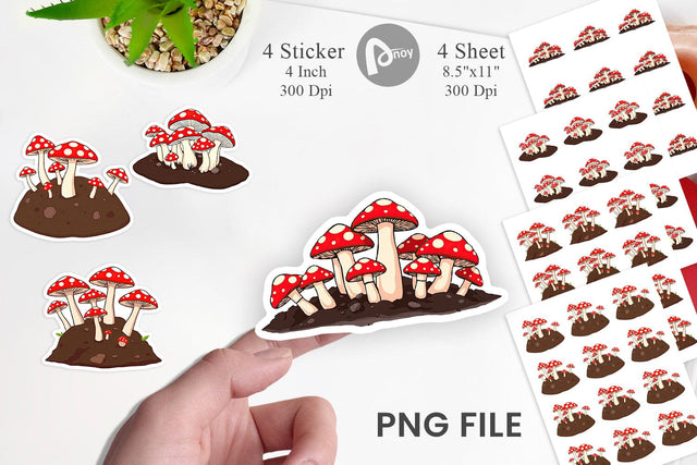 Forest Mushrooms Sticker Sublimation artnoy 