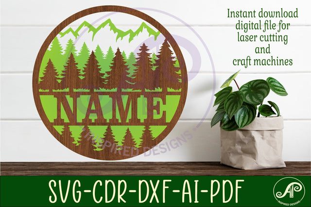 Forest Name sign svg laser cut template nursery sign SVG APInspireddesigns 
