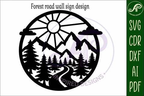 Forest road wall sign, SVG file. laser cut SVG APInspireddesigns 