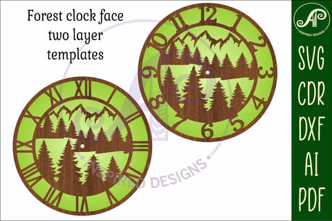 Forest wall clock laser cut files, SVG file. vector SVG APInspireddesigns 