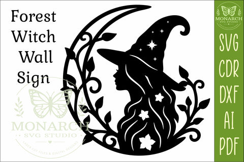 Forest Witch Crescent Moon SVG, Laser Cut Wall Art, Cottage SVG APInspireddesigns 