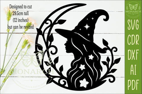 Forest Witch Crescent Moon SVG, Laser Cut Wall Art, Cottage SVG APInspireddesigns 
