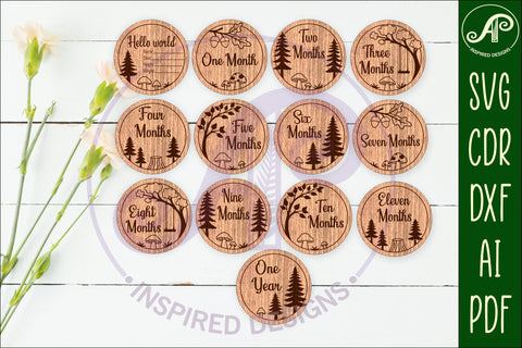 Forest woodland themed Baby monthly milestone discs SVG SVG APInspireddesigns 