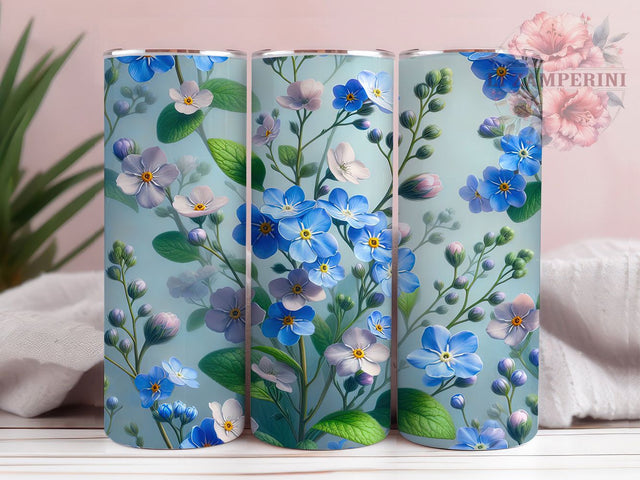 Forget-Me-Not Blue Floral 20oz Tumbler Wrap, Wildflower Tumbler, Botanical Tumbler Design, Delicate Flower Sublimation, Seamless Floral Wrap, Spring Bloom Tumbler Sublimation Li Zamperini 