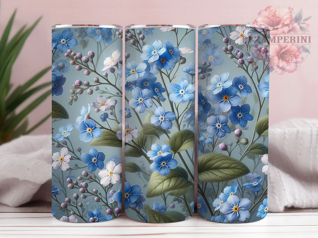 Forget-Me-Not Blue Floral 20oz Tumbler Wrap, Wildflower Tumbler, Botanical Tumbler Design, Delicate Flower Sublimation, Seamless Floral Wrap, Spring Bloom Tumbler Sublimation Li Zamperini 