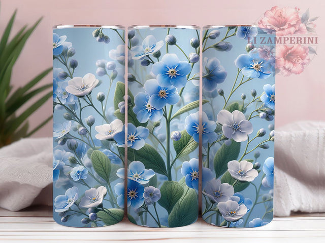 Forget-Me-Not Blue Floral 20oz Tumbler Wrap, Wildflower Tumbler, Botanical Tumbler Design, Delicate Flower Sublimation, Seamless Floral Wrap, Spring Bloom Tumbler Sublimation Li Zamperini 