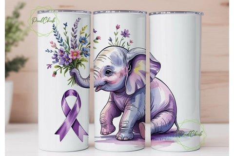 Forget Me Not Elephant Tumbler Wrap Sublimation PixelChick 