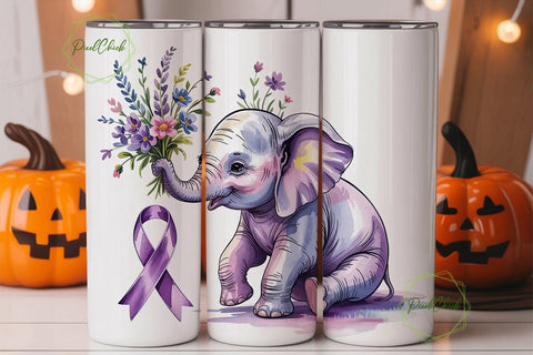 Forget Me Not Elephant Tumbler Wrap Sublimation PixelChick 