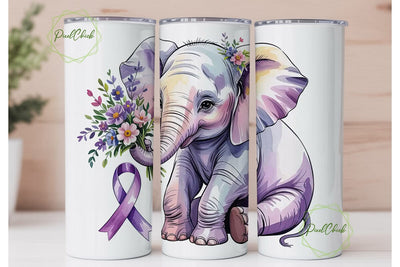 Forget Me Not Elephant Tumbler Wrap Sublimation PixelChick 