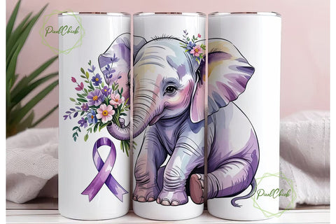 Forget Me Not Elephant Tumbler Wrap Sublimation PixelChick 